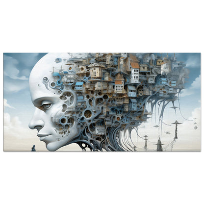 Head Full of Thoughts | Surrealistic Art Canvas - Dreamlike Sci Fi Fantasy Landscapes for Wall Decor