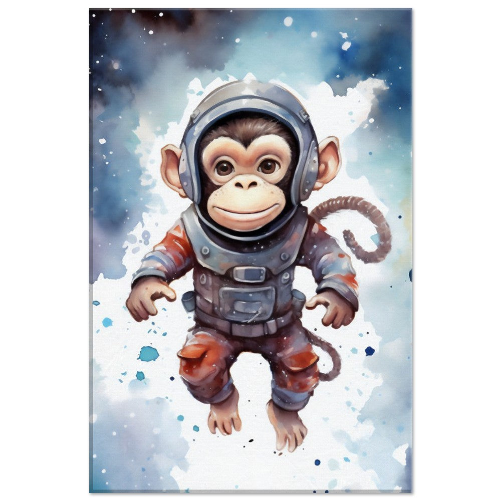 Cute Baby Monkey Astronaut Nursery Wall Art Canvas Print