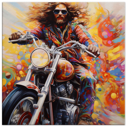 Motorcycle Freedom Canvas Print: A Psychedelic Journey of Liberation