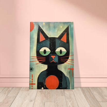 Atomic Black Cat Mid Century Canvas Print: A Retro-Inspired Delight