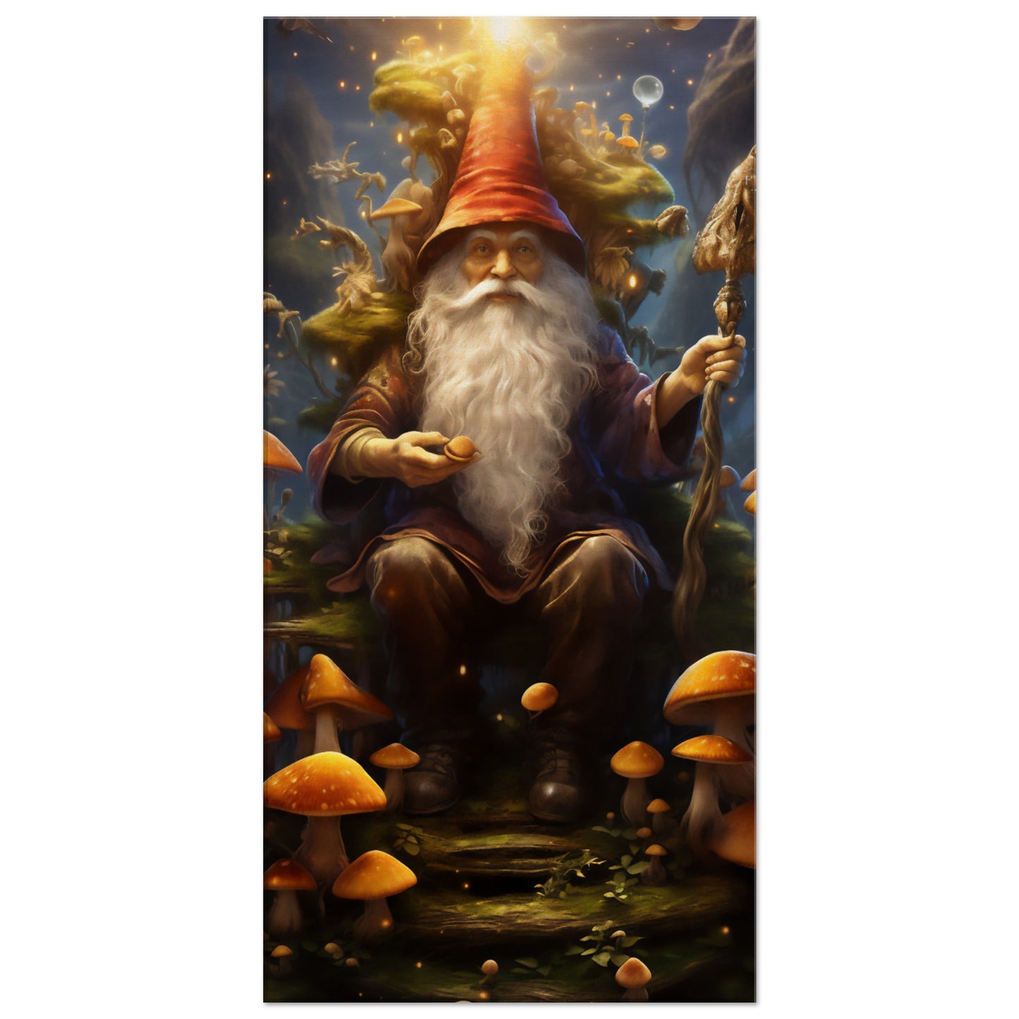 Psychedelic Art Mushroom Wizard Canvas Wall Decor - Magical Art for Enchanting Spaces