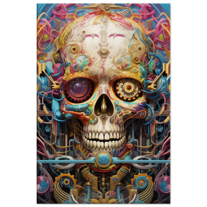 Vibrant Mechanical Skull Psychedelic Art: A Fusion of Intrigue and Color