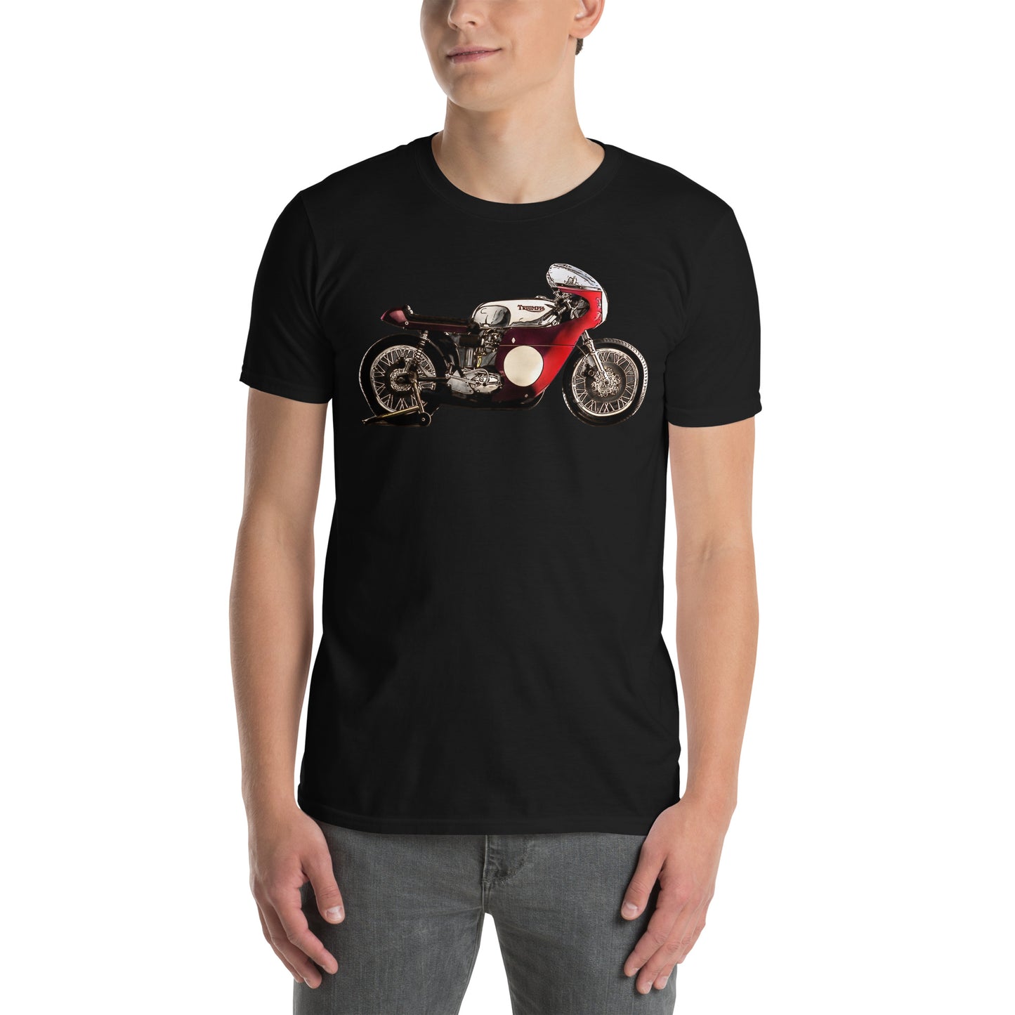 Vintage Triton motorcycle graphic on unisex tee