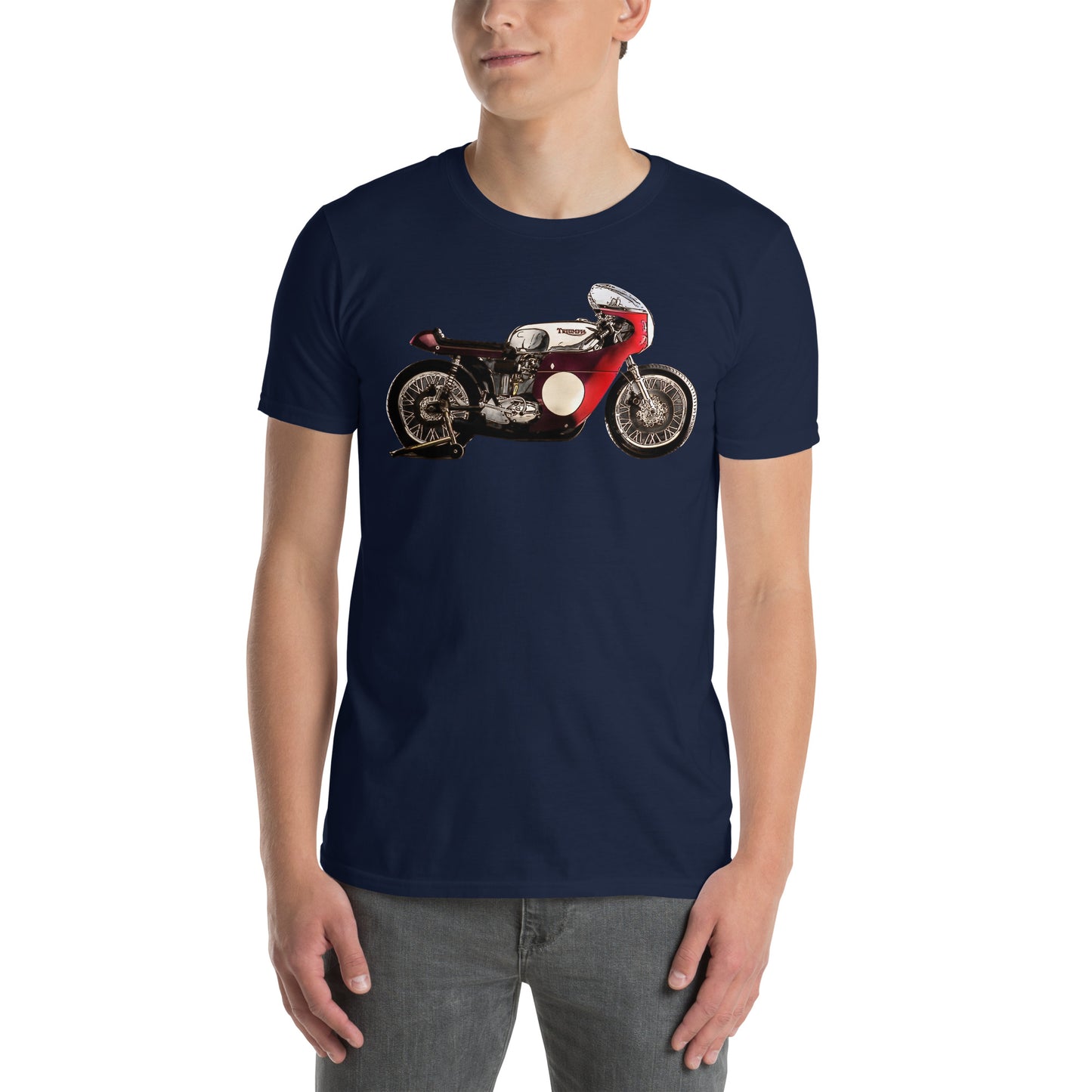 Classic motorbike design cotton t-shirt.