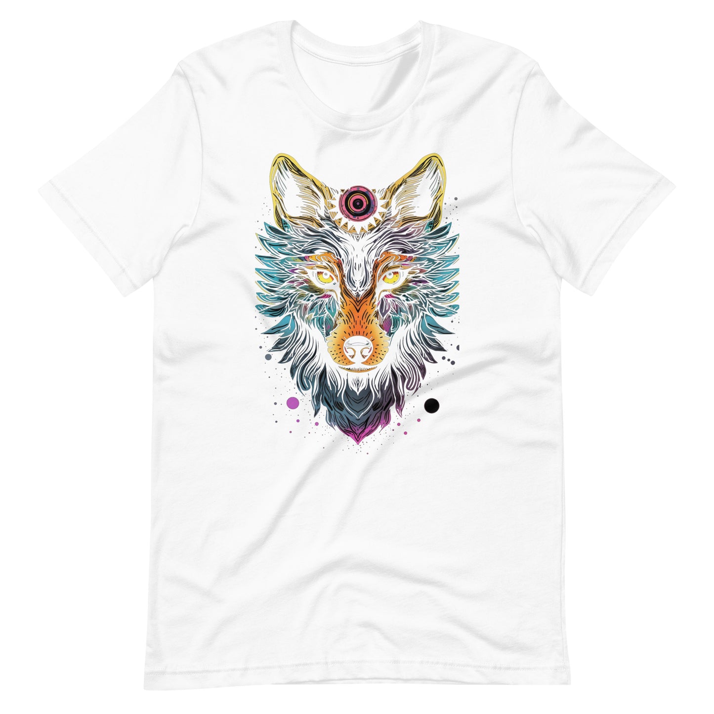 Psychedelic Wolf T-Shirt | Trippy Desert Wildlife Tee | Colorful Nature Apparel