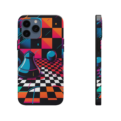 Trippy Psychedelic Fractal Chessboard Tough Phone Case | Retro 90s Design | Impact-Resistant