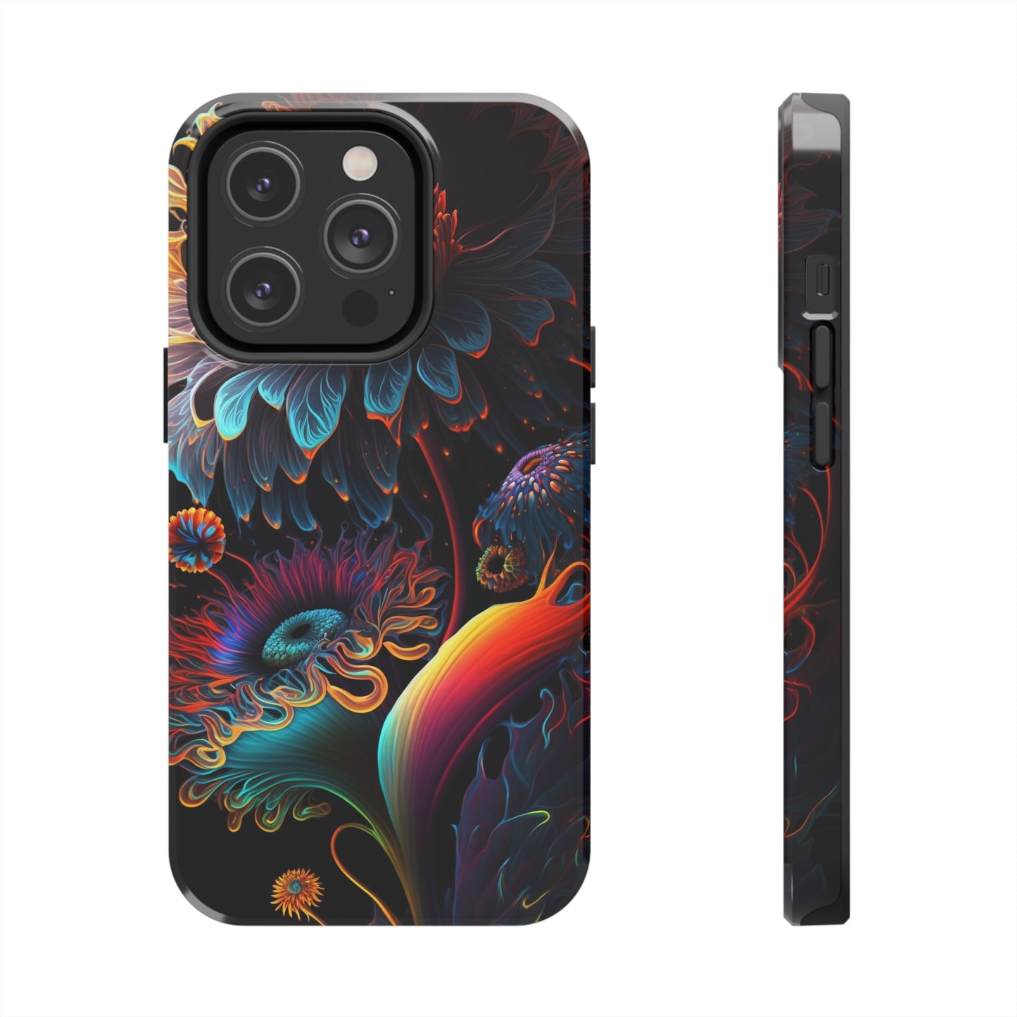 Psychedelic Wild Flowers Tough Phone Case | Retro Floral Design | Impact-Resistant