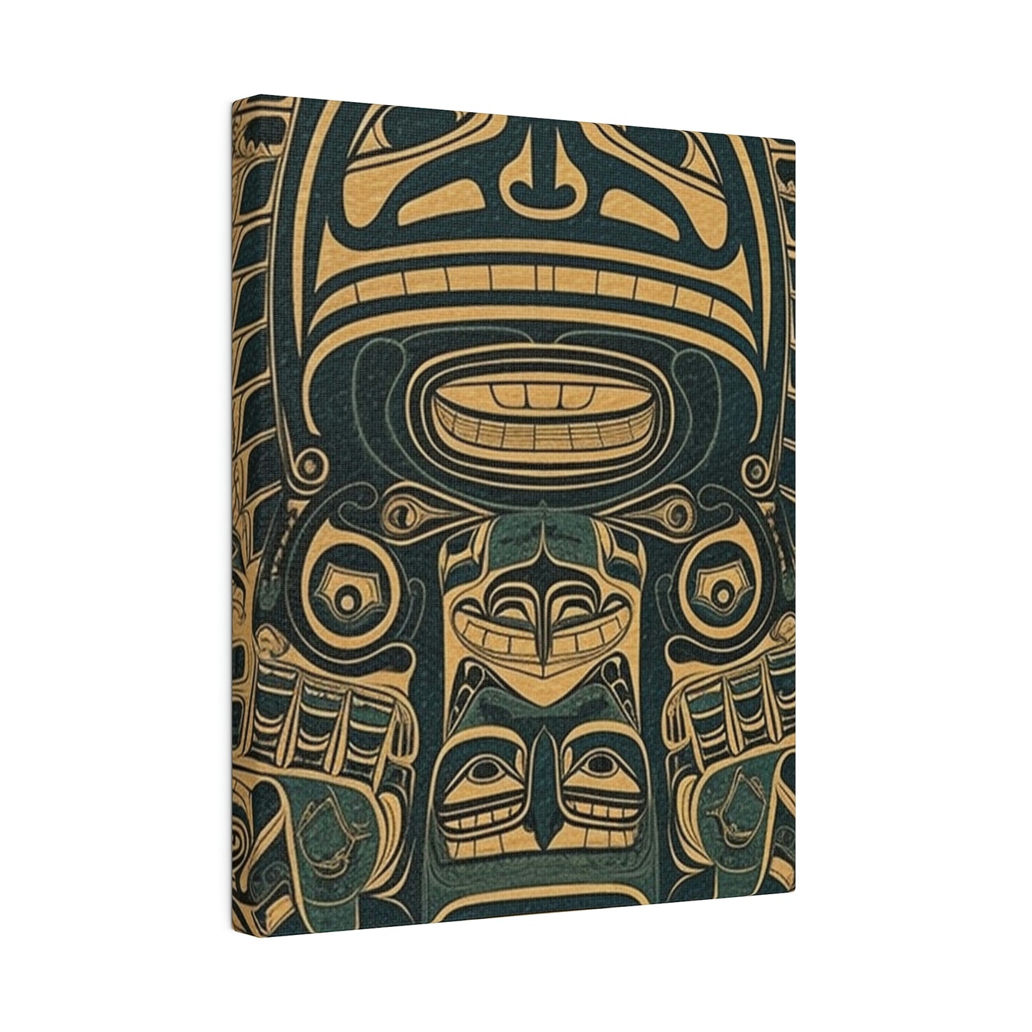 Vintage Echoes: Northwest Totem Art Print - Native American Stretched Canvas