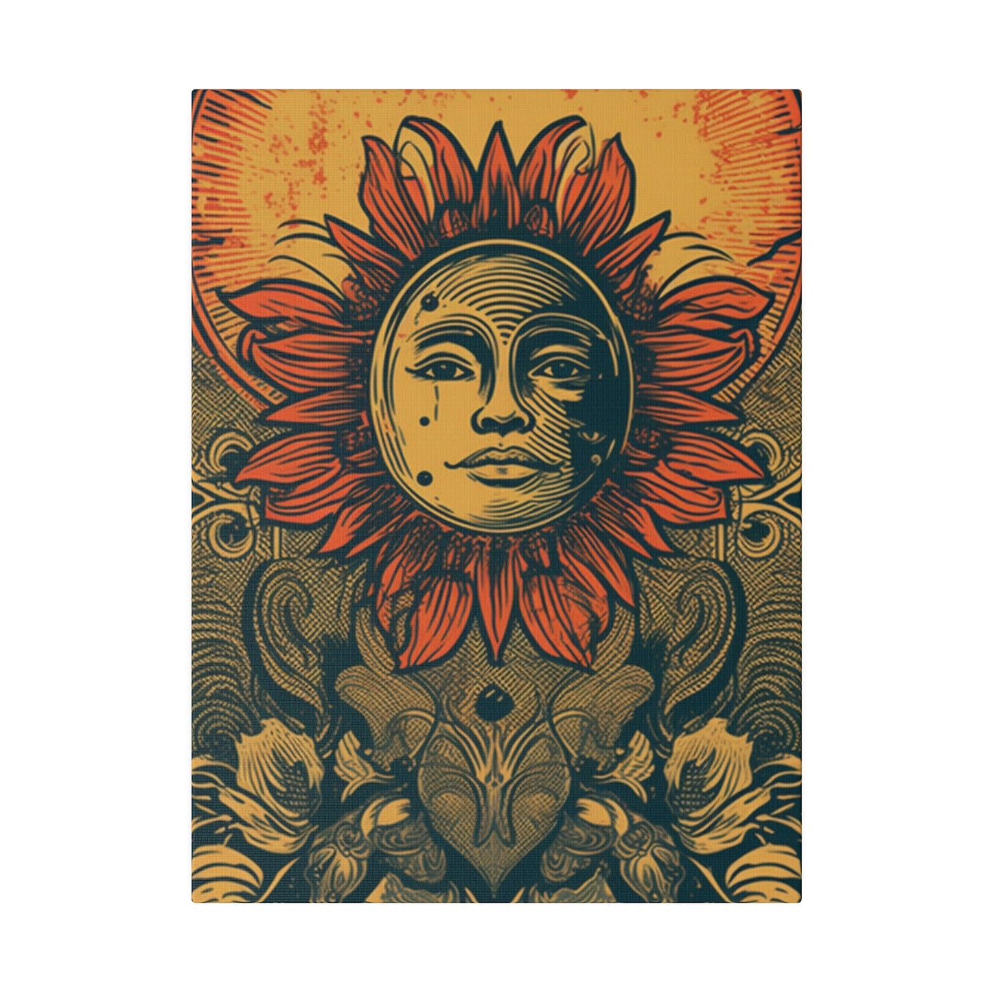 Psychedelic Bohemian Art: Sunshine Floral Canvas Print - Trippy Wall Decor