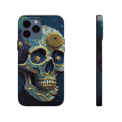 Artistic Fusion: Van Gogh-Inspired Sugar Skull Phone Case - Timeless Elegance Meets Cultural Iconography