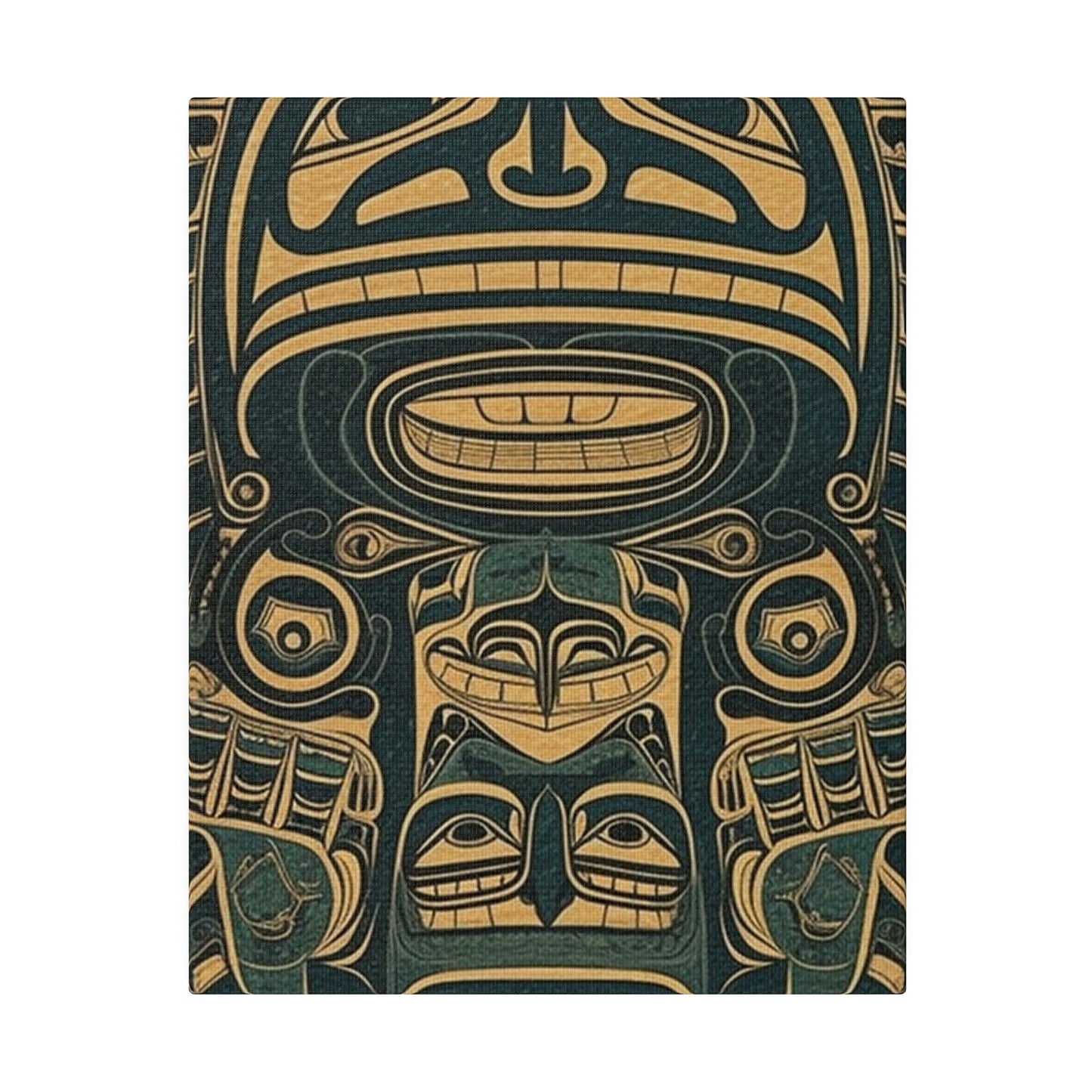 Vintage Echoes: Northwest Totem Art Print - Native American Stretched Canvas