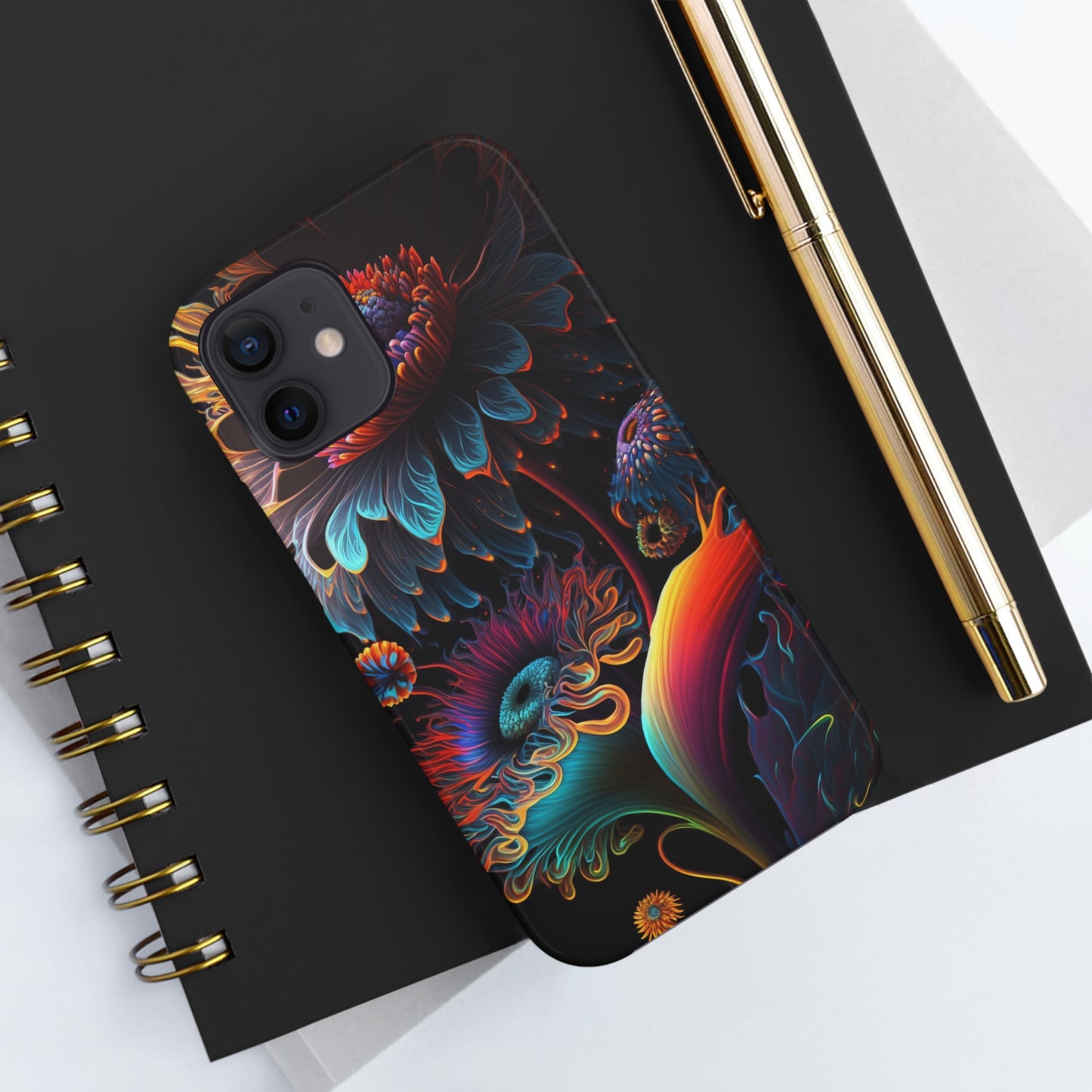 Psychedelic Wild Flowers Tough Phone Case | Retro Floral Design | Impact-Resistant