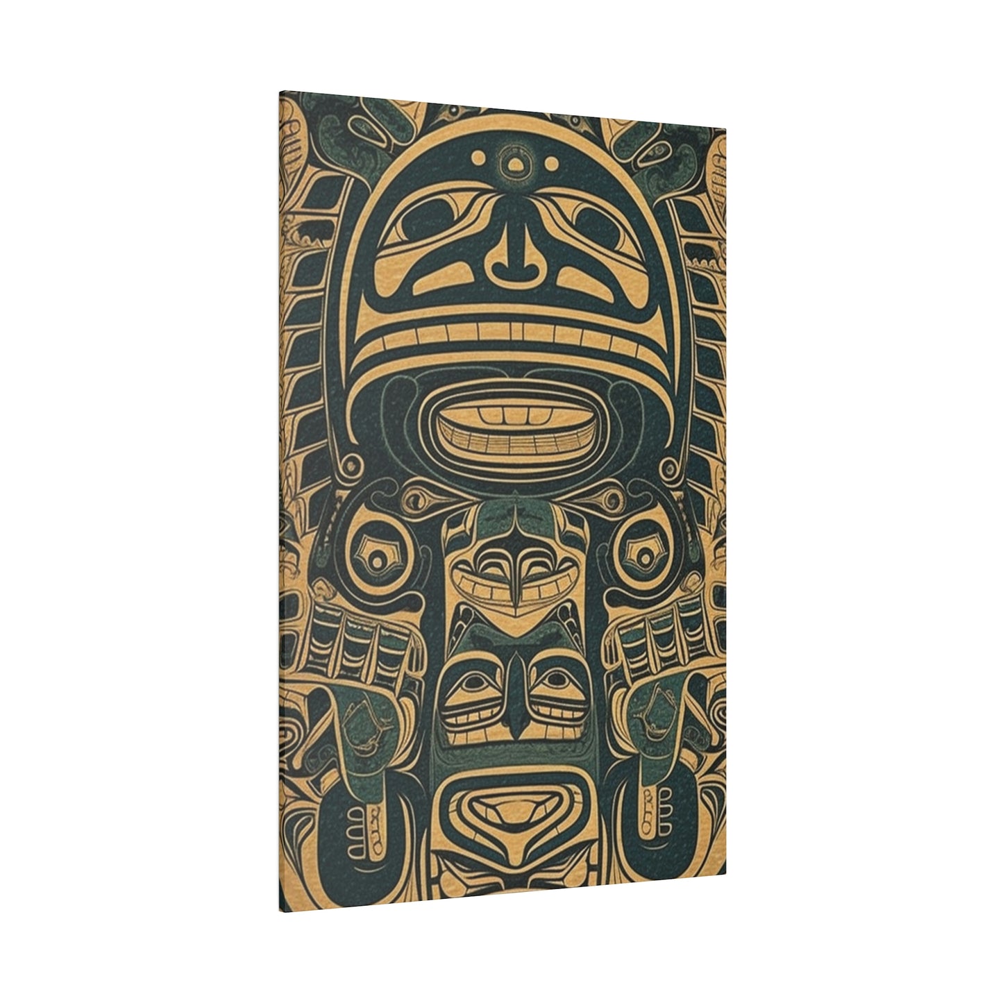 Vintage Echoes: Northwest Totem Art Print - Native American Stretched Canvas