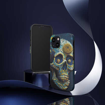 Artistic Fusion: Van Gogh-Inspired Sugar Skull Phone Case - Timeless Elegance Meets Cultural Iconography