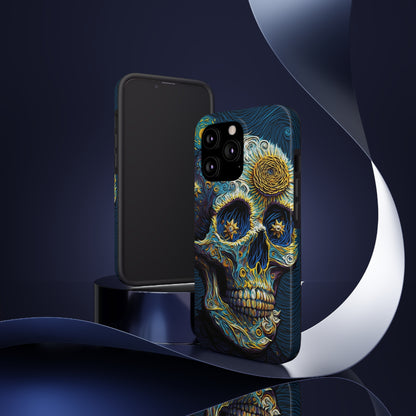 Artistic Fusion: Van Gogh-Inspired Sugar Skull Phone Case - Timeless Elegance Meets Cultural Iconography