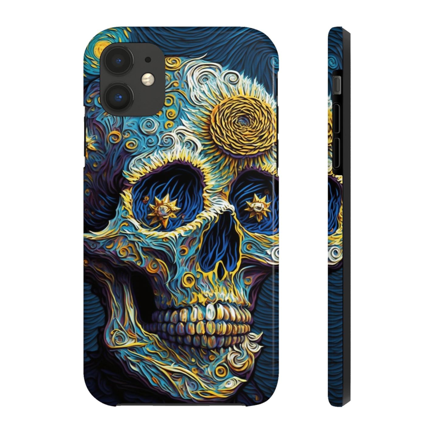 Artistic Fusion: Van Gogh-Inspired Sugar Skull Phone Case - Timeless Elegance Meets Cultural Iconography