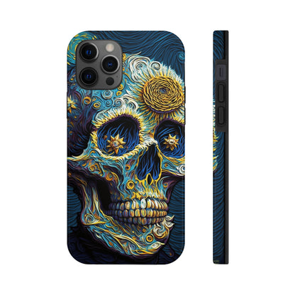 Artistic Fusion: Van Gogh-Inspired Sugar Skull Phone Case - Timeless Elegance Meets Cultural Iconography