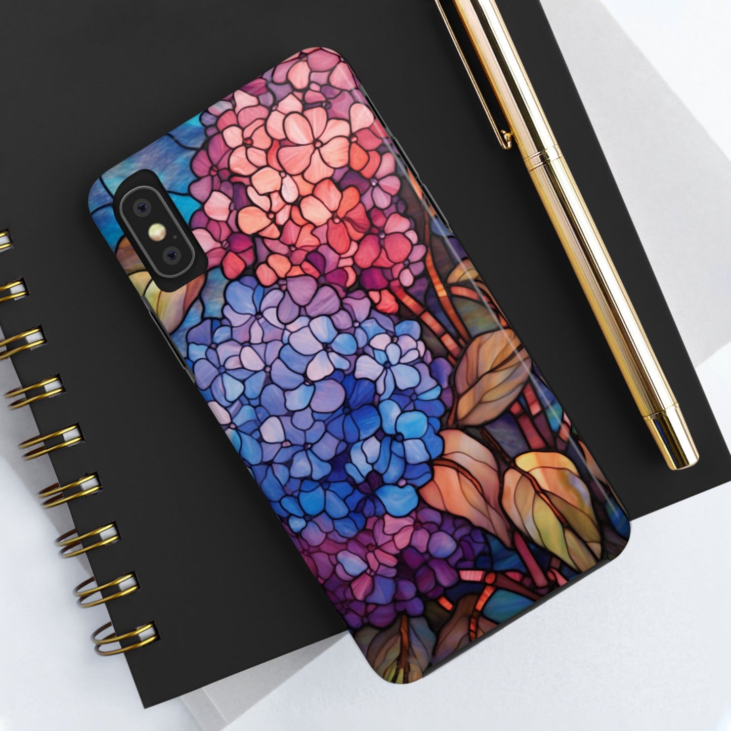 Stained Glass Window Phone Tough Case Floral Aesthetic | Purple Flower Power