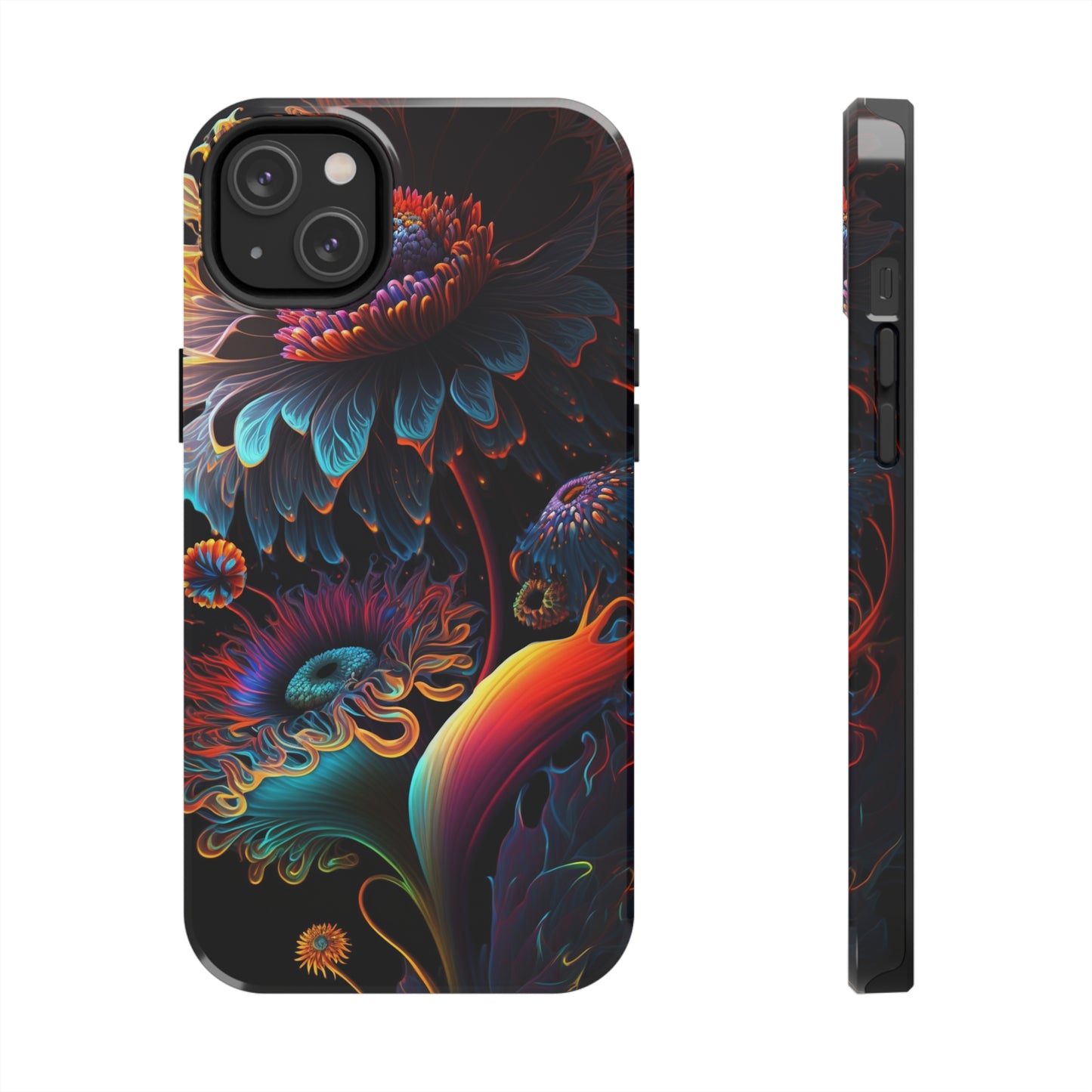 Psychedelic Wild Flowers Tough Phone Case | Retro Floral Design | Impact-Resistant