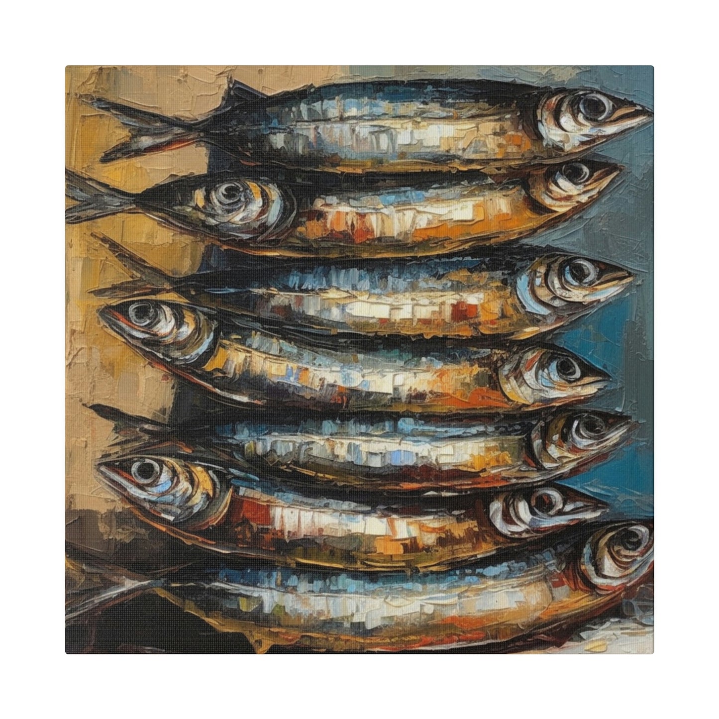 Stacked Sardines Italian Style Art - Canvas Print