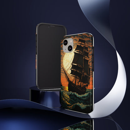 Golden hour pirate ship design for iPhone 13 Pro