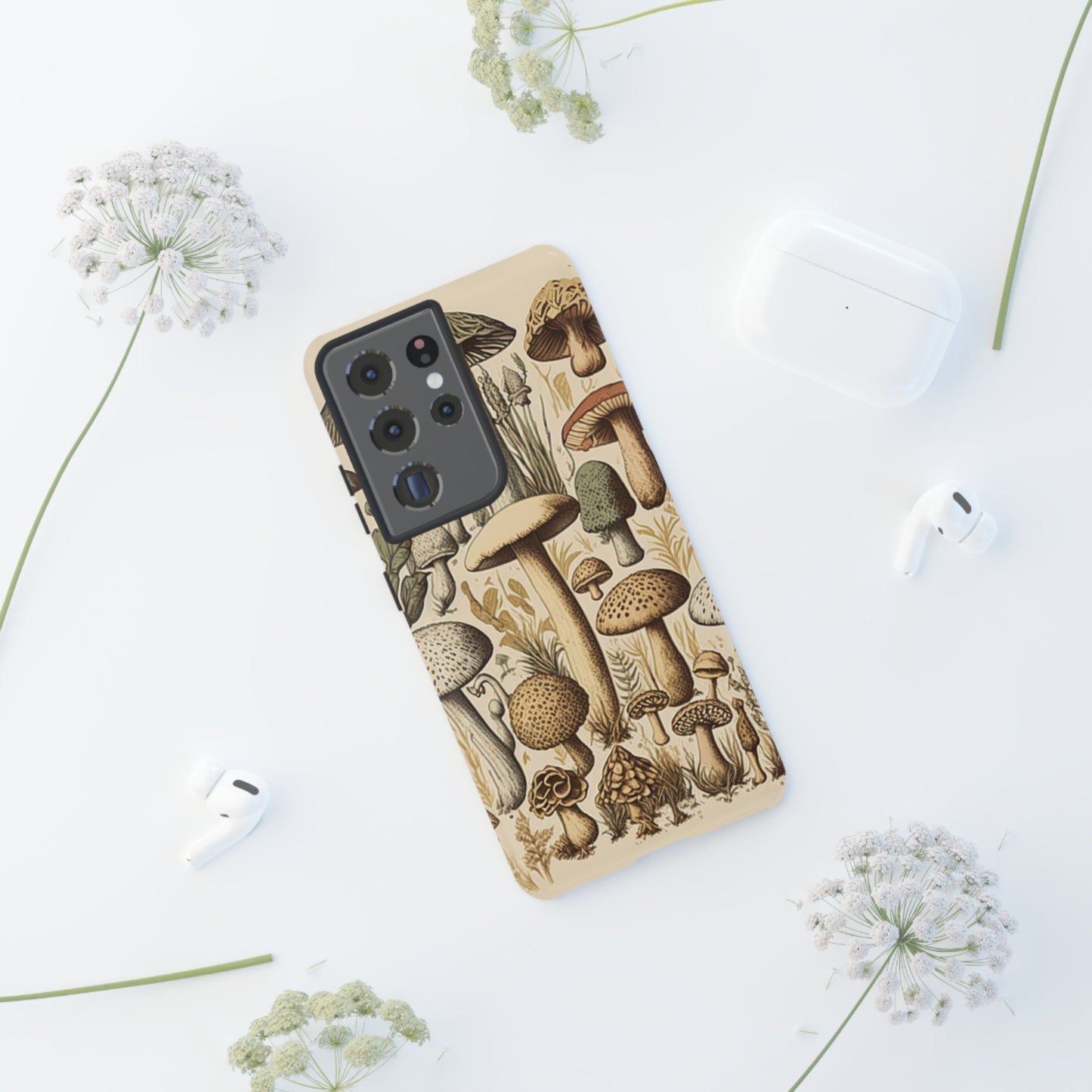 Illustrated  Mushroom iPhone Case Vintage Style Art Tough Case for Samsung Galaxy and Pixel - Trippy Protection