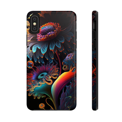 Psychedelic Wild Flowers Tough Phone Case | Retro Floral Design | Impact-Resistant