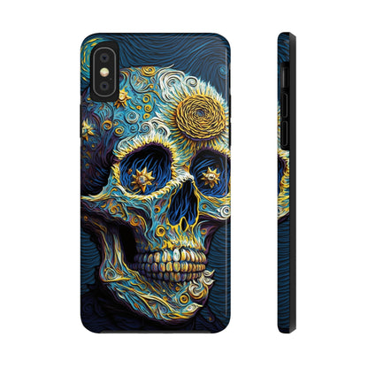 Artistic Fusion: Van Gogh-Inspired Sugar Skull Phone Case - Timeless Elegance Meets Cultural Iconography