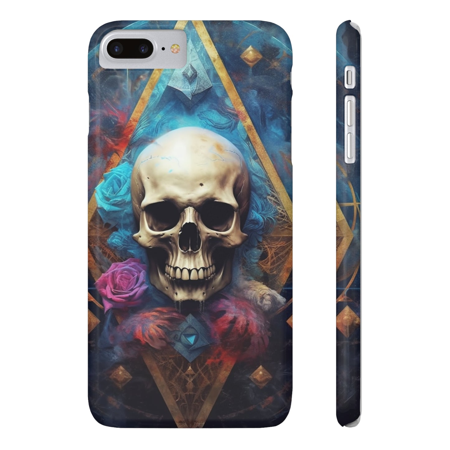 Skull and Roses Slim Phone Case | Gothic Dark Academia Design | iPhone Slim Case
