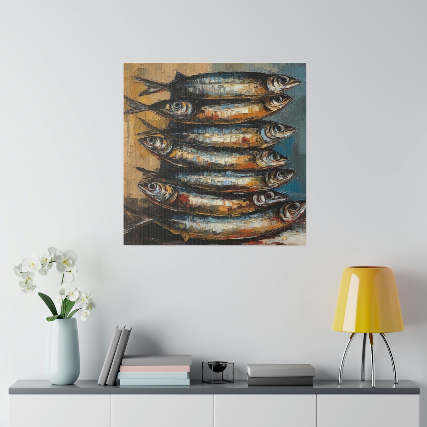 Stacked Sardines Italian Style Art - Canvas Print