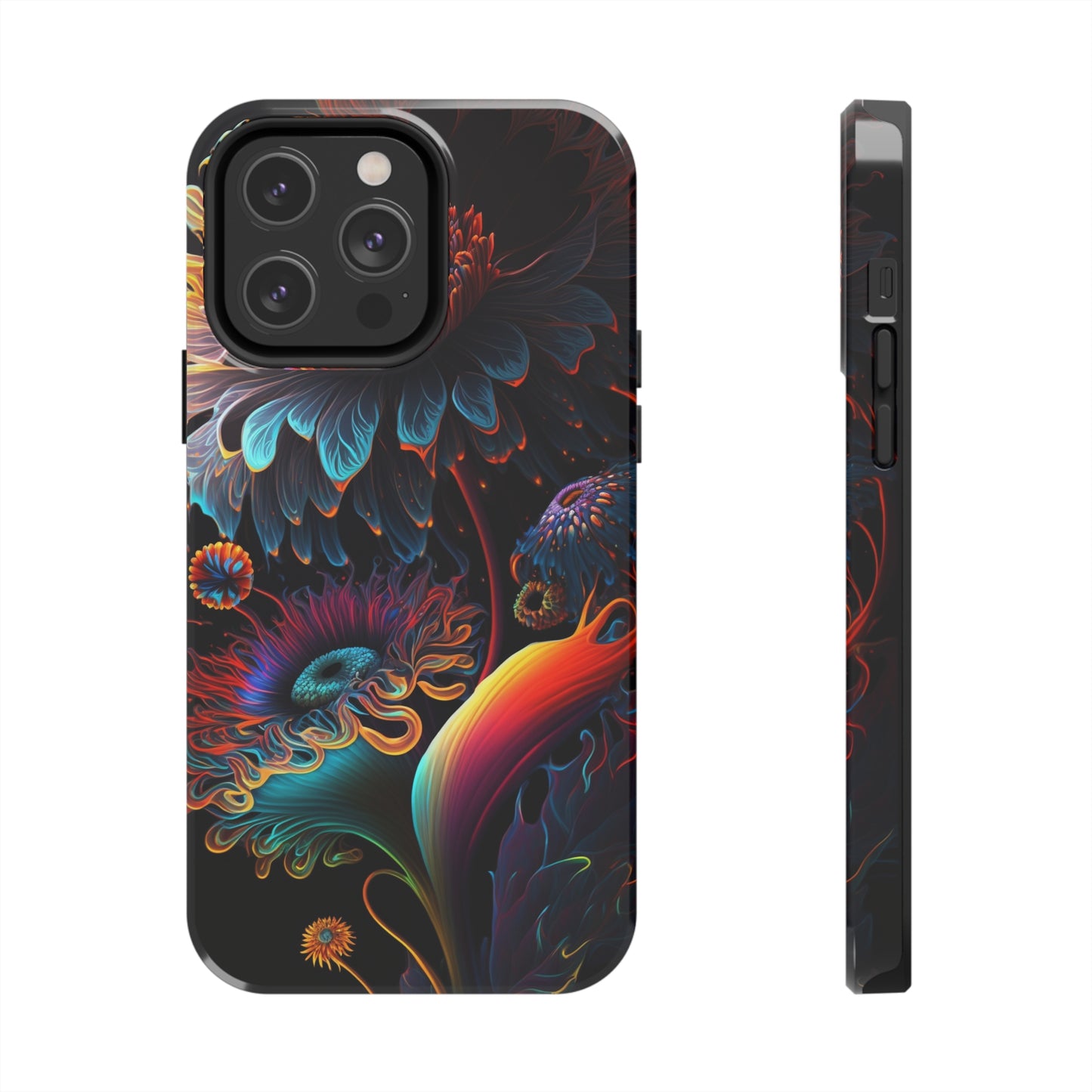 Psychedelic Wild Flowers Tough Phone Case | Retro Floral Design | Impact-Resistant