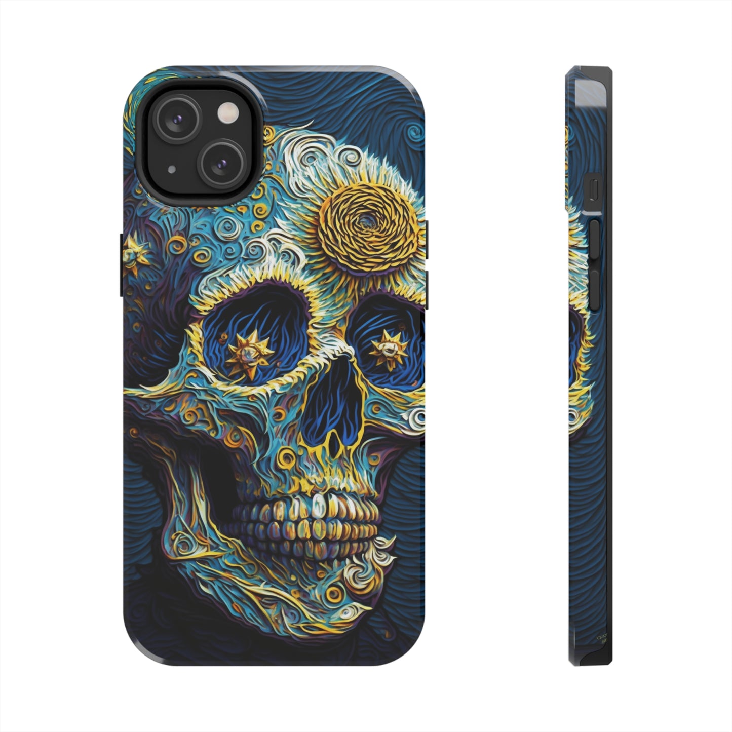 Artistic Fusion: Van Gogh-Inspired Sugar Skull Phone Case - Timeless Elegance Meets Cultural Iconography