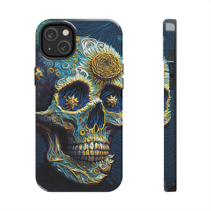 Artistic Fusion: Van Gogh-Inspired Sugar Skull Phone Case - Timeless Elegance Meets Cultural Iconography