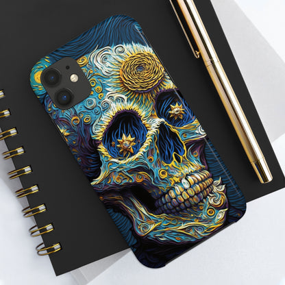 Artistic Fusion: Van Gogh-Inspired Sugar Skull Phone Case - Timeless Elegance Meets Cultural Iconography