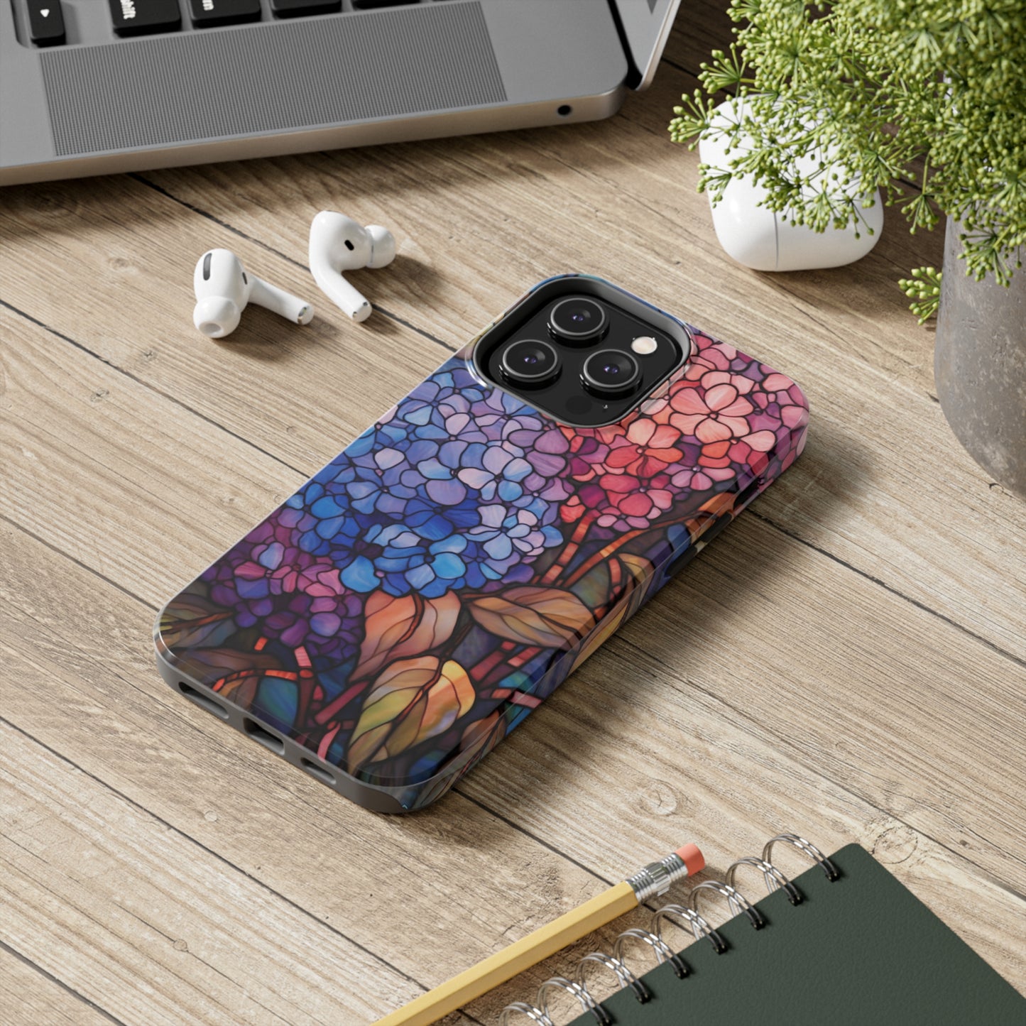 Stained Glass Window Phone Tough Case Floral Aesthetic | Purple Flower Power