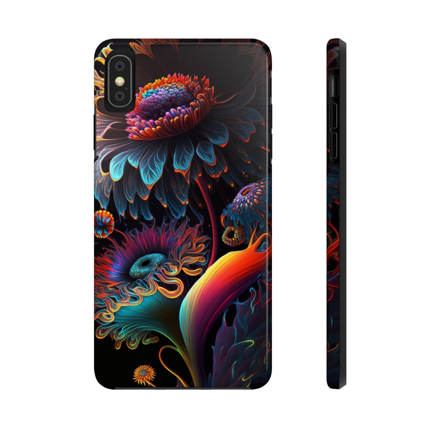 Psychedelic Wild Flowers Tough Phone Case | Retro Floral Design | Impact-Resistant