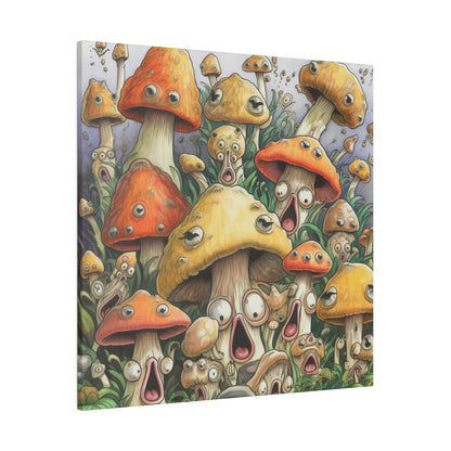 Screaming Shrooms: Psychedelic Surrealistic Pop Art Canvas