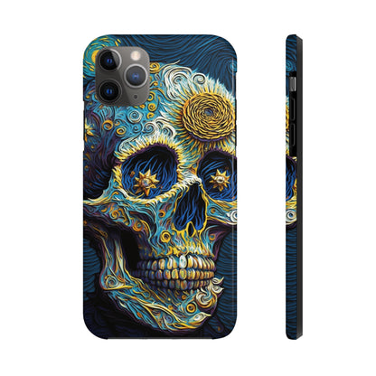 Artistic Fusion: Van Gogh-Inspired Sugar Skull Phone Case - Timeless Elegance Meets Cultural Iconography