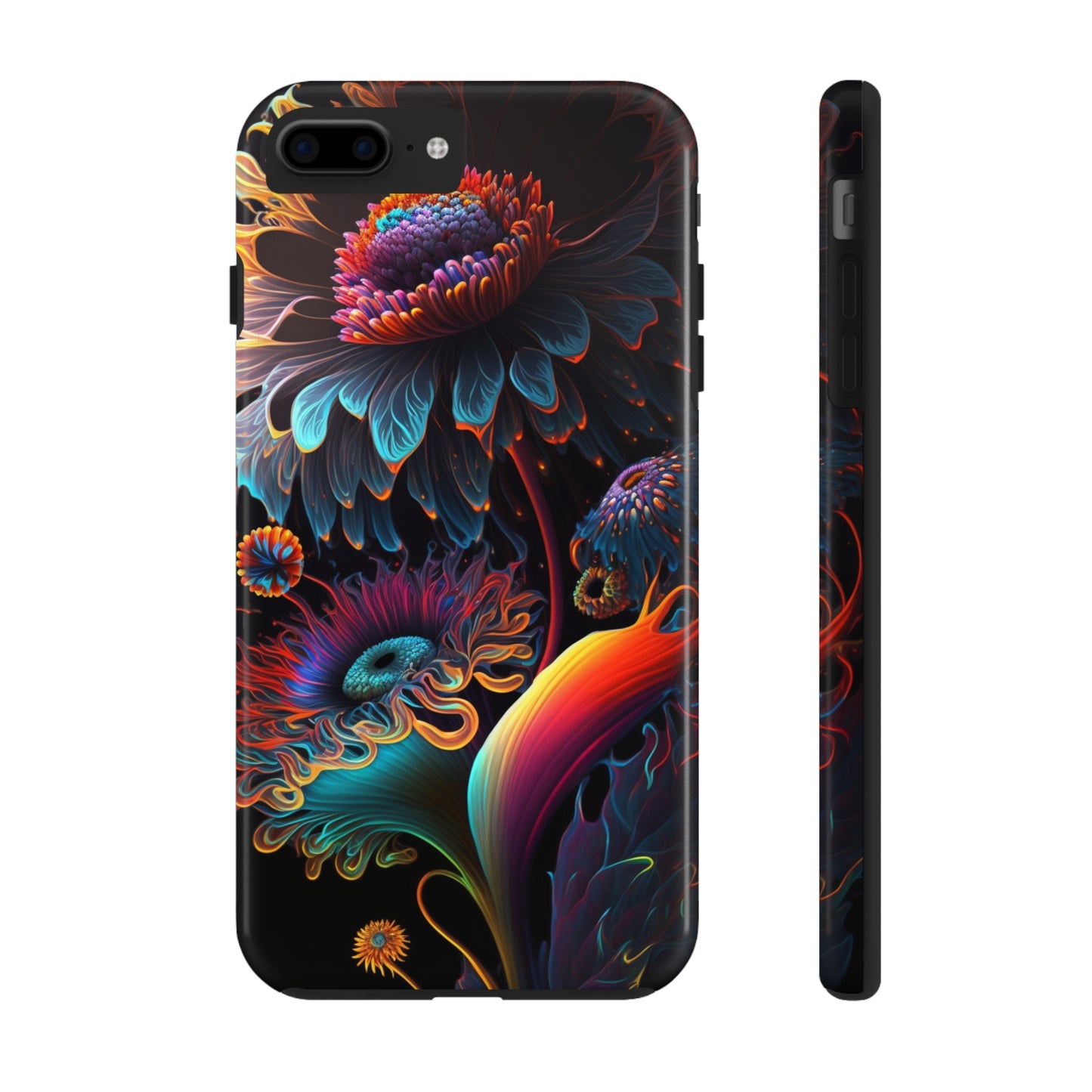 Psychedelic Wild Flowers Tough Phone Case | Retro Floral Design | Impact-Resistant