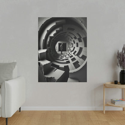 Unleash the Hidden Depths: Spiral Through the Basement - Psychedelic AI Art Canvas