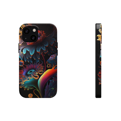 Psychedelic Wild Flowers Tough Phone Case | Retro Floral Design | Impact-Resistant