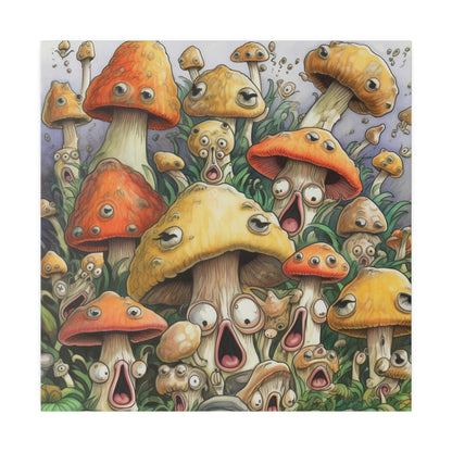 Screaming Shrooms: Psychedelic Surrealistic Pop Art Canvas