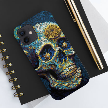 Artistic Fusion: Van Gogh-Inspired Sugar Skull Phone Case - Timeless Elegance Meets Cultural Iconography