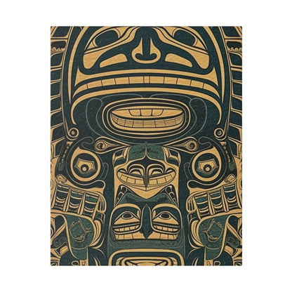 Vintage Echoes: Northwest Totem Art Print - Native American Stretched Canvas