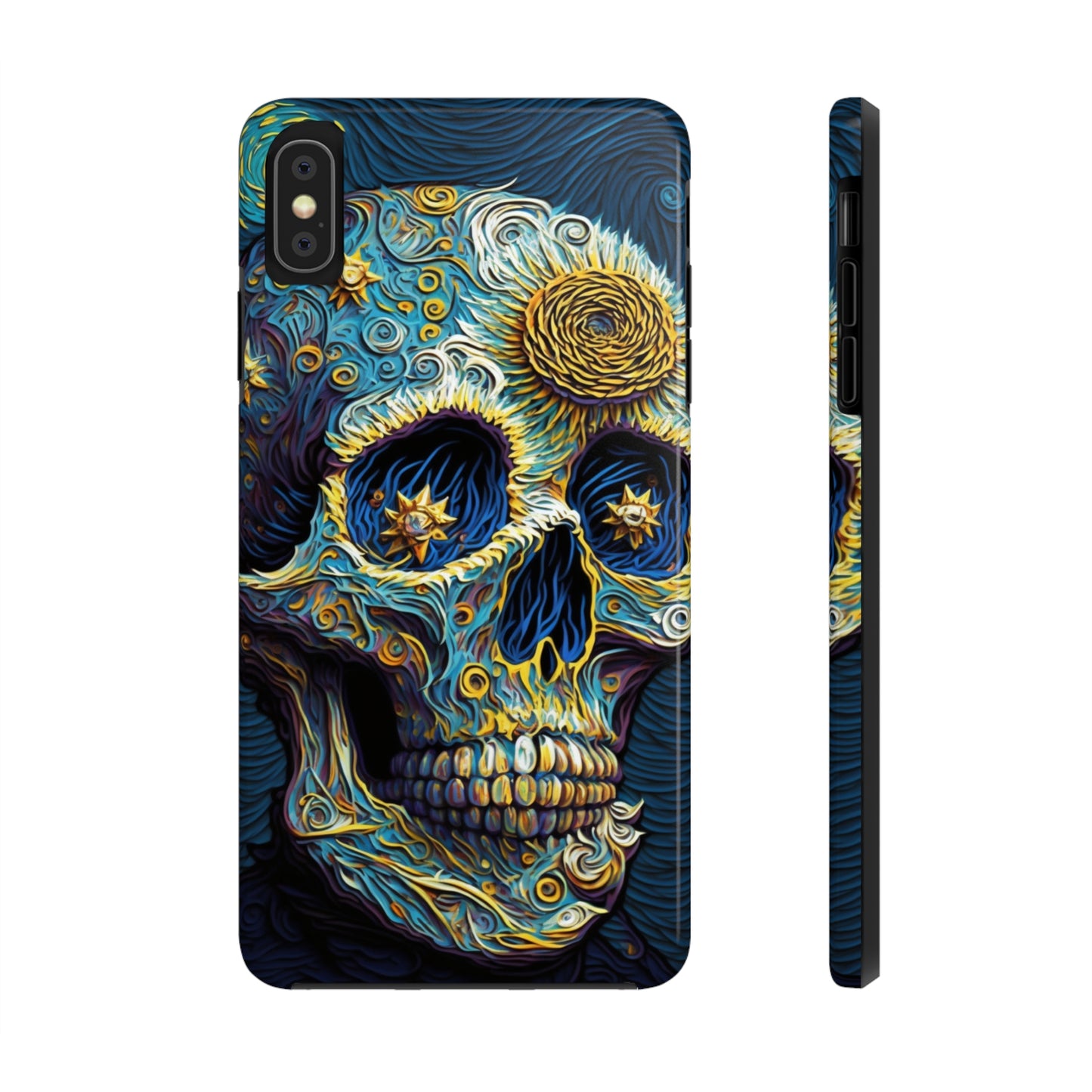 Artistic Fusion: Van Gogh-Inspired Sugar Skull Phone Case - Timeless Elegance Meets Cultural Iconography