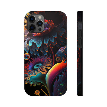 Psychedelic Wild Flowers Tough Phone Case | Retro Floral Design | Impact-Resistant