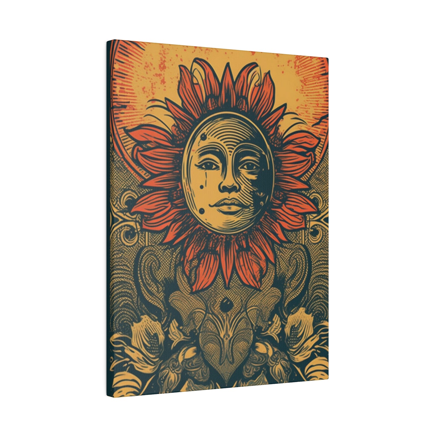 Psychedelic Bohemian Art: Sunshine Floral Canvas Print - Trippy Wall Decor