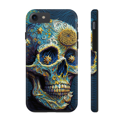 Artistic Fusion: Van Gogh-Inspired Sugar Skull Phone Case - Timeless Elegance Meets Cultural Iconography