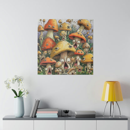 Screaming Shrooms: Psychedelic Surrealistic Pop Art Canvas