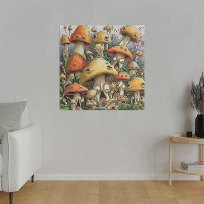 Screaming Shrooms: Psychedelic Surrealistic Pop Art Canvas